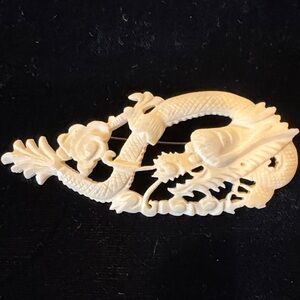 Vintage Faux Ivory Dragon Brooch